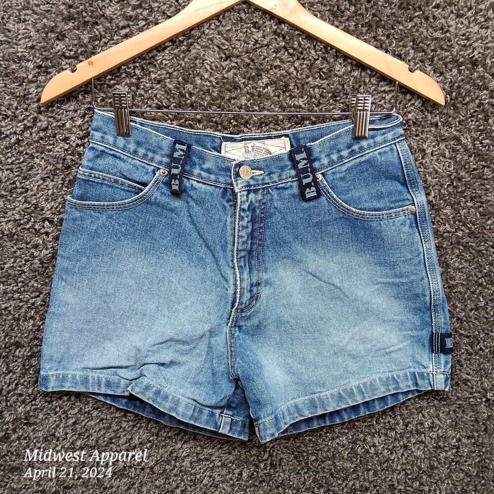 Vintage‎ BUM Equipment Carpenter Jean Shorts Women 9 Blue Denim High Rise Jorts